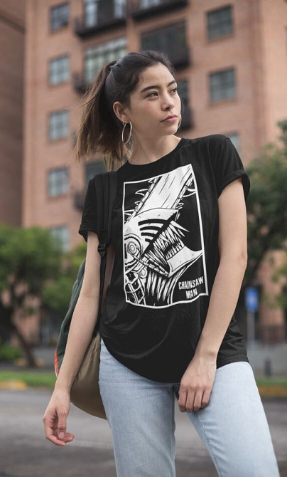 Футболка чоловіча з аніме принтом Людина-бензопила оверсайз (S/M/L) Чорний AnimeJ0949 Дніпро - фото 2