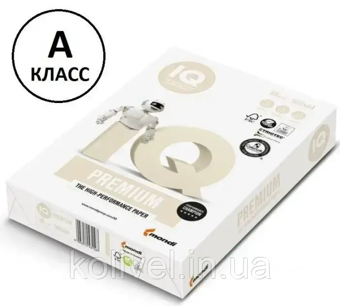 Бумага офисная IQ Premium А4 80 г/м2 класс А 500 листов Киев - изображение 1