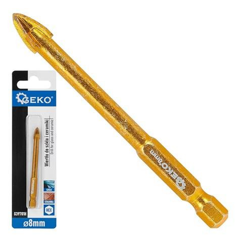 Свердло скла та кераміки "GeKo" з хвостовиком для шуруповерта Hex E6,3 (1/4") діаметром  3 мм, 4 леза з карбіду вольфраму [HM] 8 Стрий - фото 1