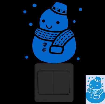 Наклейка новорічна Сніговик 15 на 10 см блакитний Київ