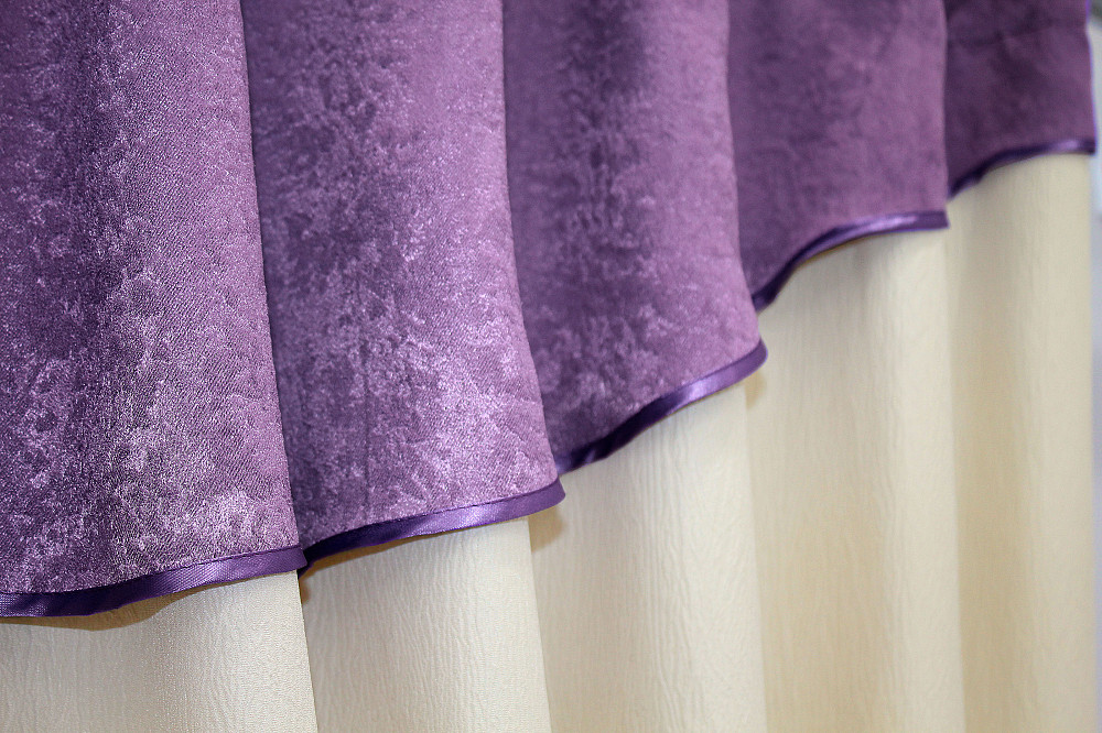 Кухонные шторы VR-Textil № 073к с ламбрекеном и подхватами молочный с фиолетовым 270х160 см (50-937) Киев - изображение 4