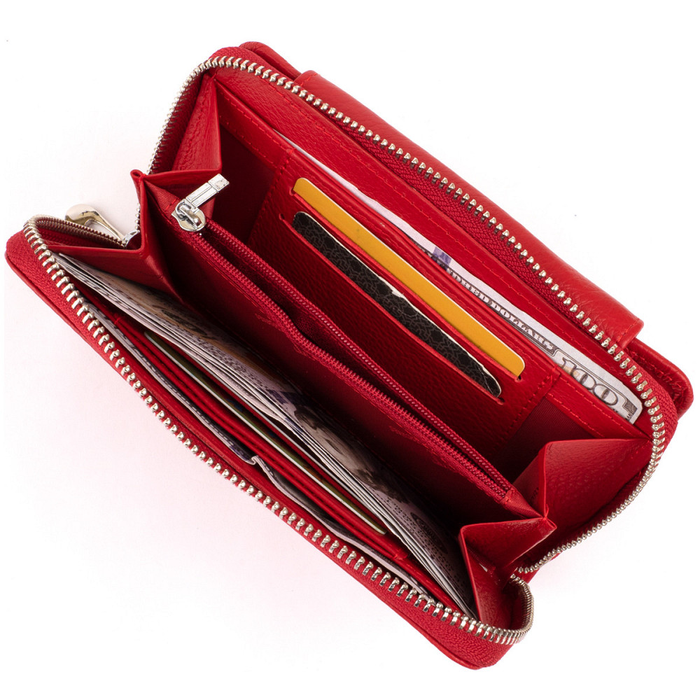 Кошелек из кожи на защелке ST Leather 19343 Красный Киев - изображение 7