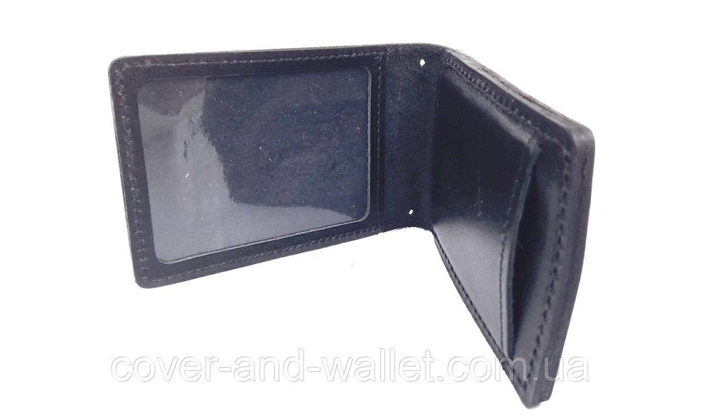 Шкіряна обкладинка на посвідчення "Муніципальна охорона" з відділенням для жетону (на книжечку) Київ - фото 2