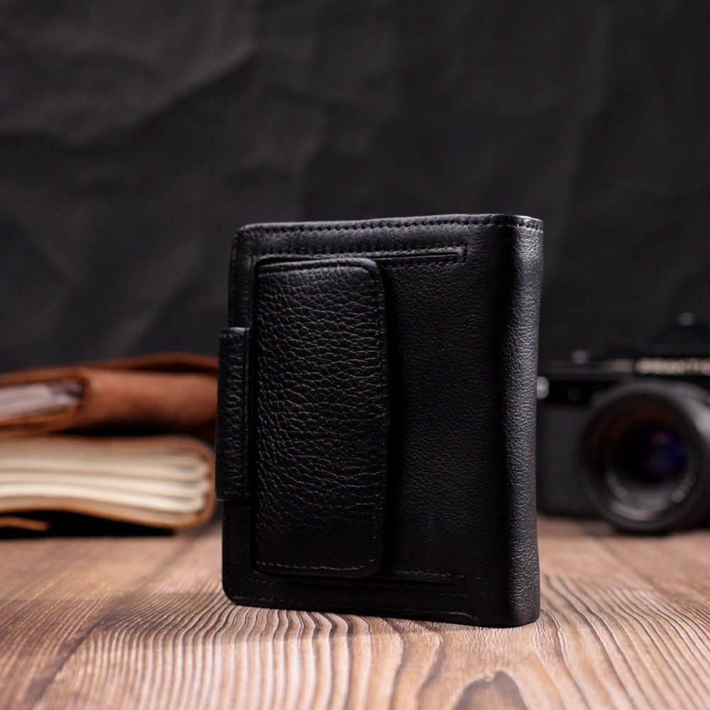 Надежный кошелек для женщин вертикального типа из натуральной кожи ST Leather 22451 Черный Киев - изображение 2