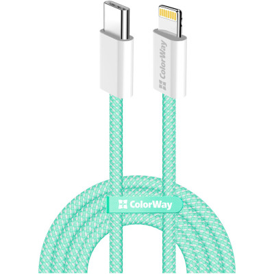 Дата кабель USB-C to Lightning 1.0m 27W green ColorWay (CW-CBPDCL061-G) Вінниця - фото 1