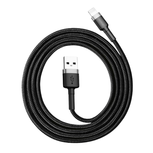 Кабель USB Lightning BASEUS CALKLF-BG1 Cafule 2,4A 1м сірий/чорний Житомир