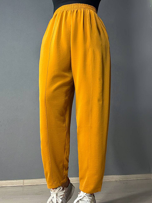 Брюки женские 0716 MOM шелковые с карманами горчица, горчица, XL Киев - изображение 14