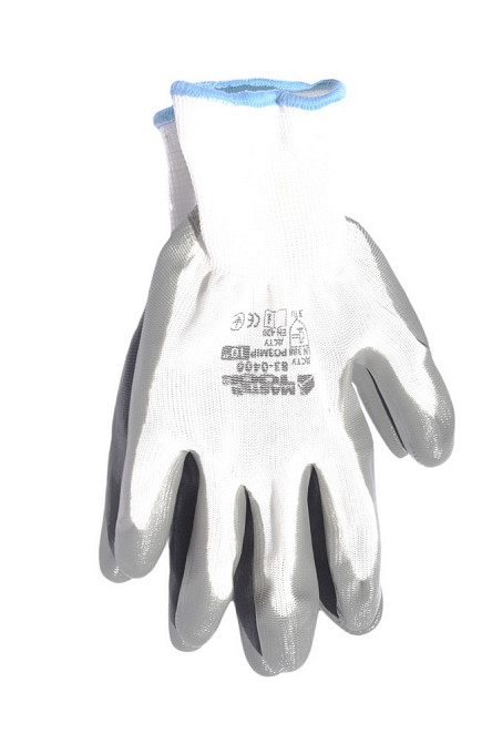 MASTERTOOL Рукавички трикотажні безшовні MASTERTOOL нітрилове покриття долоні 10" біло-сірі 83- Коломия - фото 4