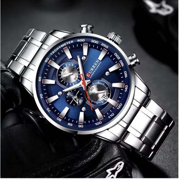 Чоловічий наручний класичний годинник Curren Pacific (Сріблястий) Вінниця - фото 7