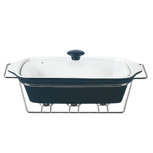 Марміт прямокутний 2,2л 33,75см кераміка скляна кришка + метал.підставка чорний MR-11361-73 Maestro Житомир - фото 1