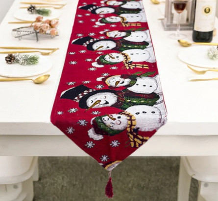 Скатертина новорічна Сніговики вузька 180 на 33 см різнобарвний Київ - фото 2