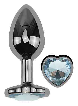 Анальна пробка з кристалом EGZO - Dark Silver Heart Plug Clear size M Sex Aura Київ