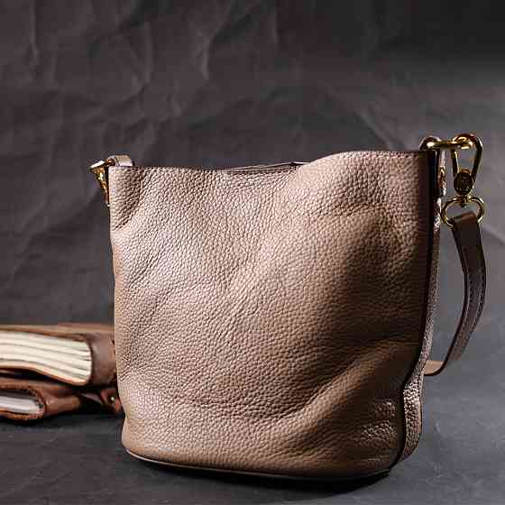 Жіноча сумка з автономною косметичкою всередині з натуральної шкіри Vintage 22364 Бежева Київ