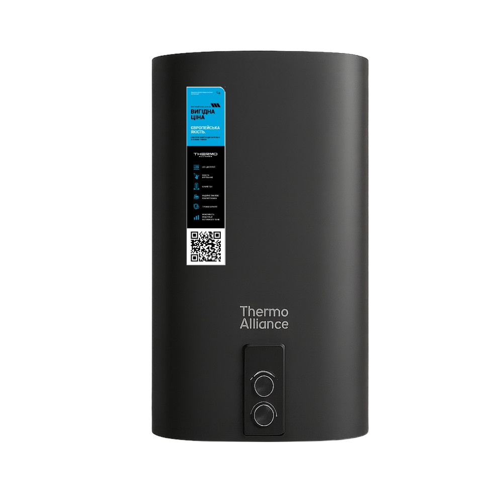 Водонагреватель электрический Thermo Alliance 80 л, Black, плоский, вертикальный, сухой ТЭН 2 кВт (0,8+1,2) DT80V20GPDD2B Киев - изображение 1