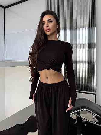 Женский прогулочный костюм двойка трикотаж термо Шоколад Одесса