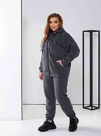 Женский спортивный костюм c нашивками Walker батал 54-56, Графит Киев