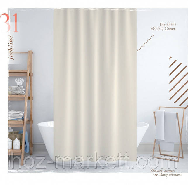Тканевая шторка для душа Jackline 180 х 200 см Турция крем Харьков - изображение 1