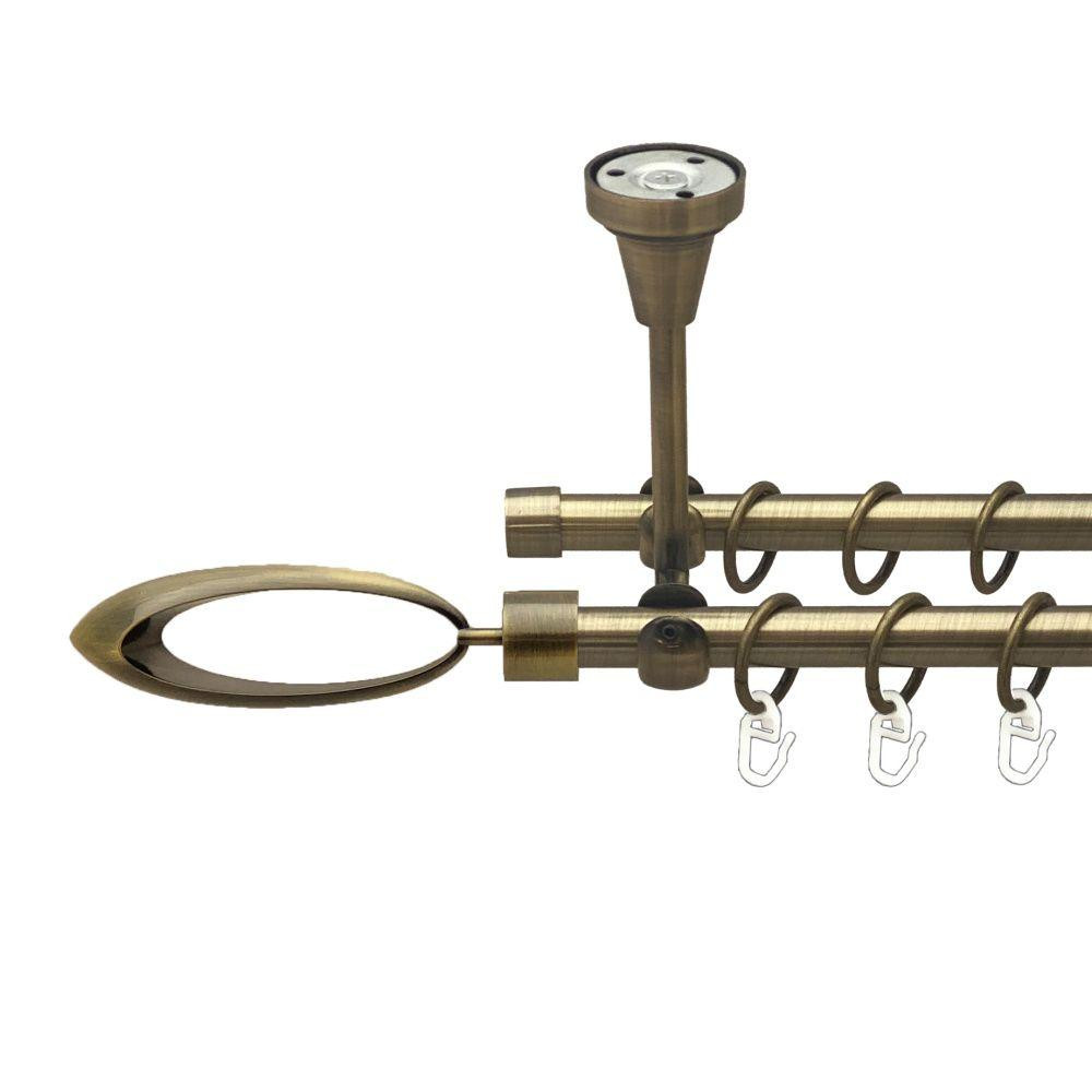 Карниз Orvit Венеція металевий дворядний відкритий до стелі гладка труба кільце металеве Антик 16\16 мм 160 см Львов - изображение 1