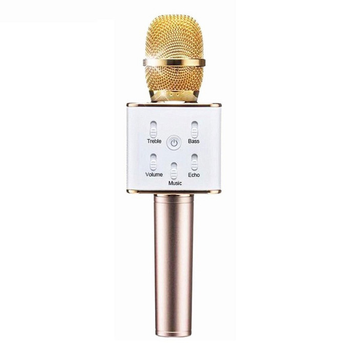 Бездротовий караоке-мікрофон Q-7 Wireless GOLD з Bluetooth, підсвічуванням, функцією запису та зміною голосу Одеса - фото 3