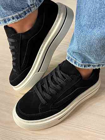 Кеды женские Hengji 707-6 замшевые на высокой платформе черные, 38, 24,5 см Киев