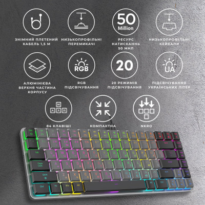 Клавіатура GamePro MK141R Red Swich Low Profile RGB USB Dark Gray (MK141R) Вінниця - фото 2