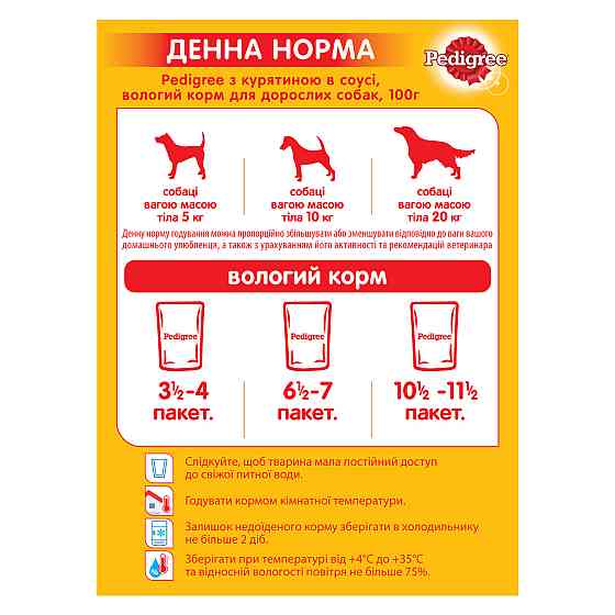 Pedigree (Педигри) влажный корм для собак с курицей и овощами в соусе 100 г (блок 24 шт) Винница