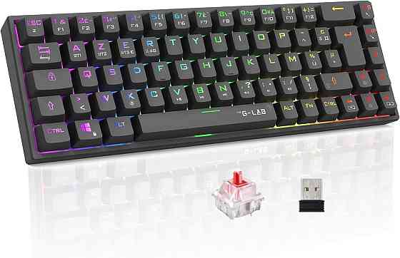 Ігрова клавіатура бездротова механічна The G-Lab компактна 65% з RGB-підсвіткою BT/2.4 ГГц/USB-C чорна AZERTY без цифрового блоку Київ