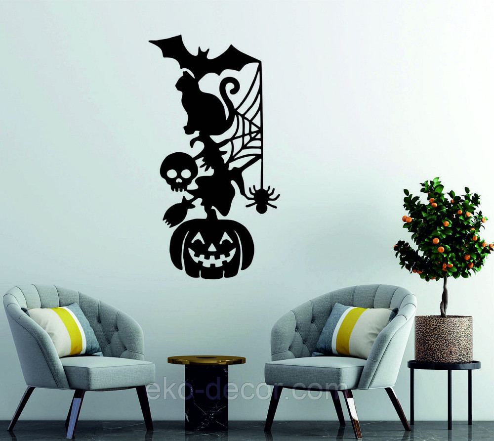 Декоративное настенное Панно «Хэллоуин», Декор на стену 90*48 см, Черный Киев - изображение 1