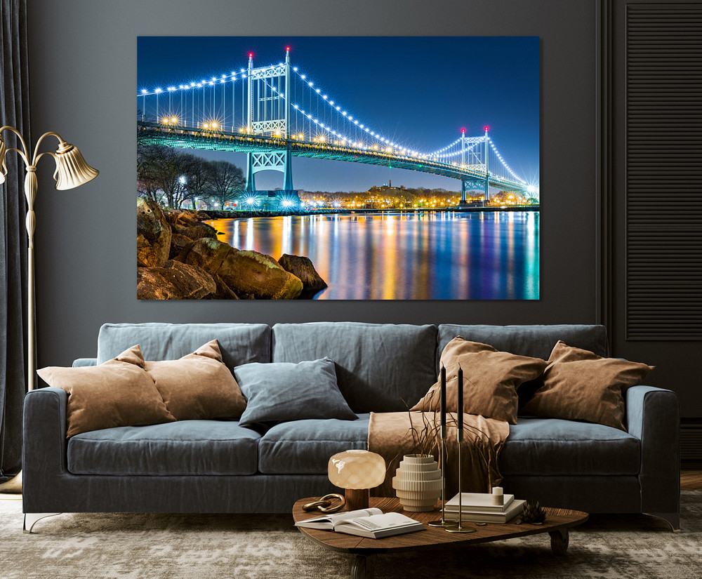 Картина полотно у вітальню / спальню  Міст в ночі    MLP_375 ( 60х30см ) 90х180см Київ - фото 3