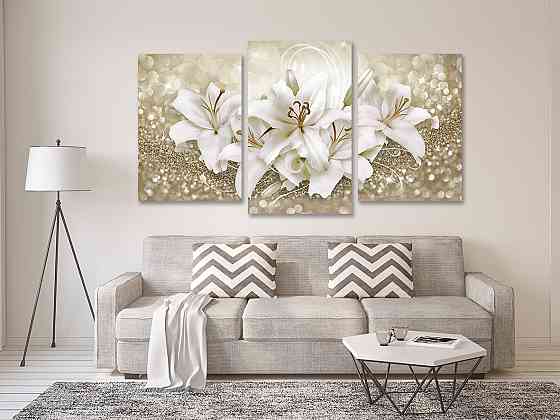 Модульна картина у вітальню/ спальню Лілія в золоті Art-532_3 70x130 см Київ