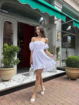 Жіноча легка романтична сукня з відкритими плечима муслін Білий, 46/48 Одеса