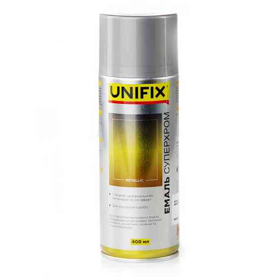 Эмаль акриловая Суперхром с зеркальным эффектом Серебро 400мл UNIFIX Ровно