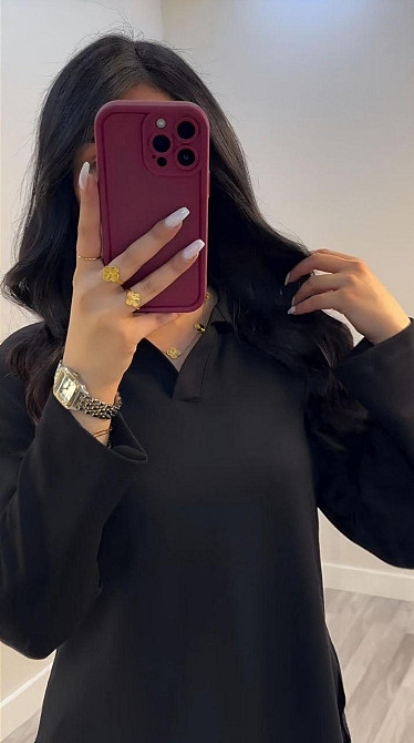 Жіночий стильний повсякденний костюм з V-вирізом двонитка Чорний, 64/66 Одеса - фото 6