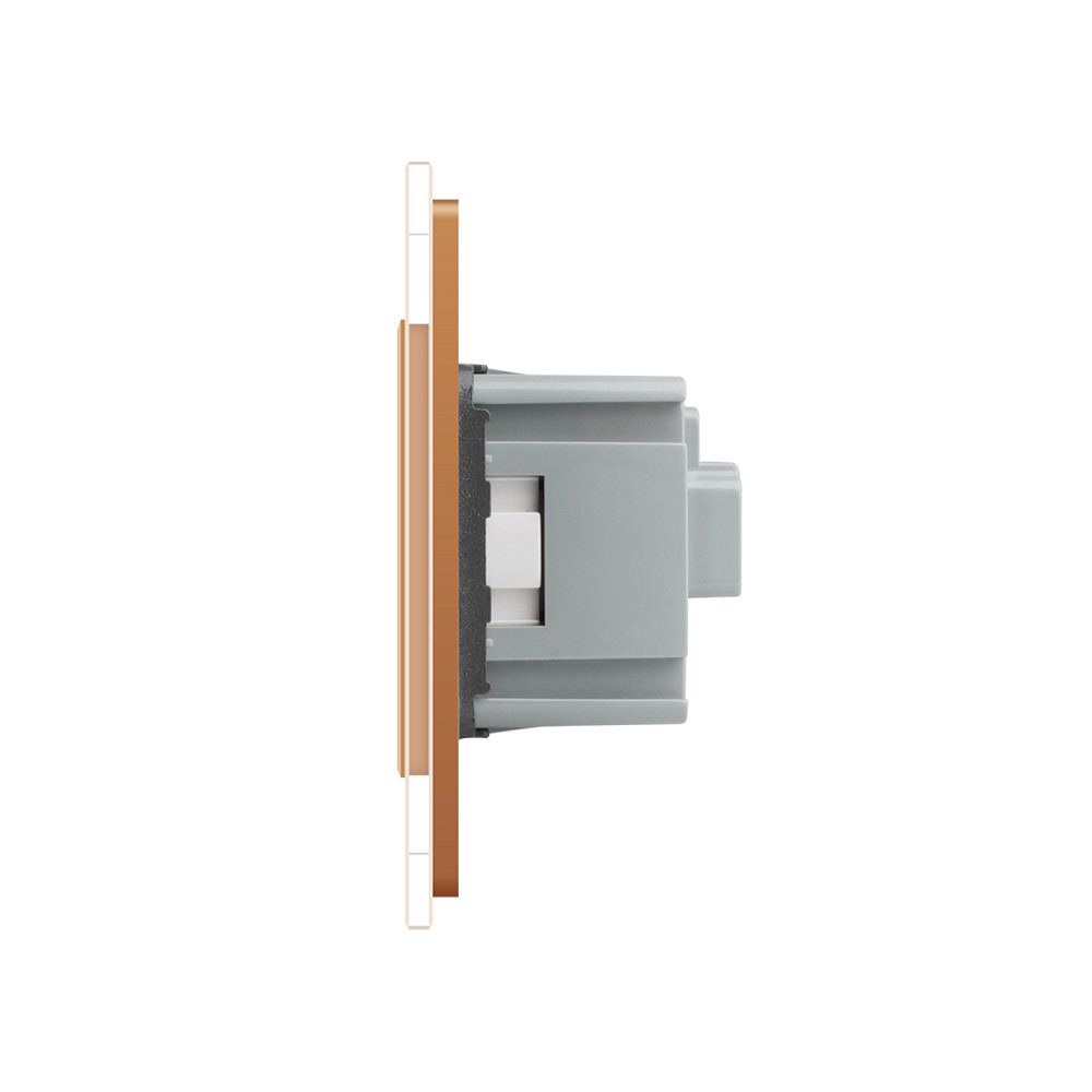 LIVOLO Електрична розетка з заземленням LIVOLO, біла з золотою рамкою, шторки, скло, 250В 16А ( Коломия - фото 5