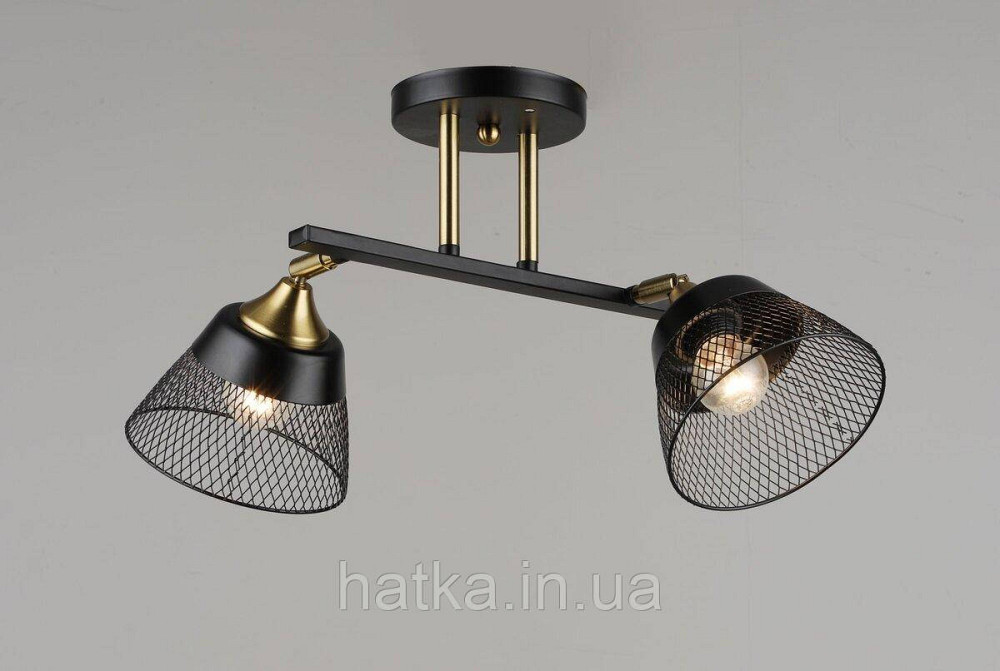 Люстра стельова на 2 плафони VALESO N6823/2, патрон E27, Лофт, Чорний+Мідь Київ - фото 1