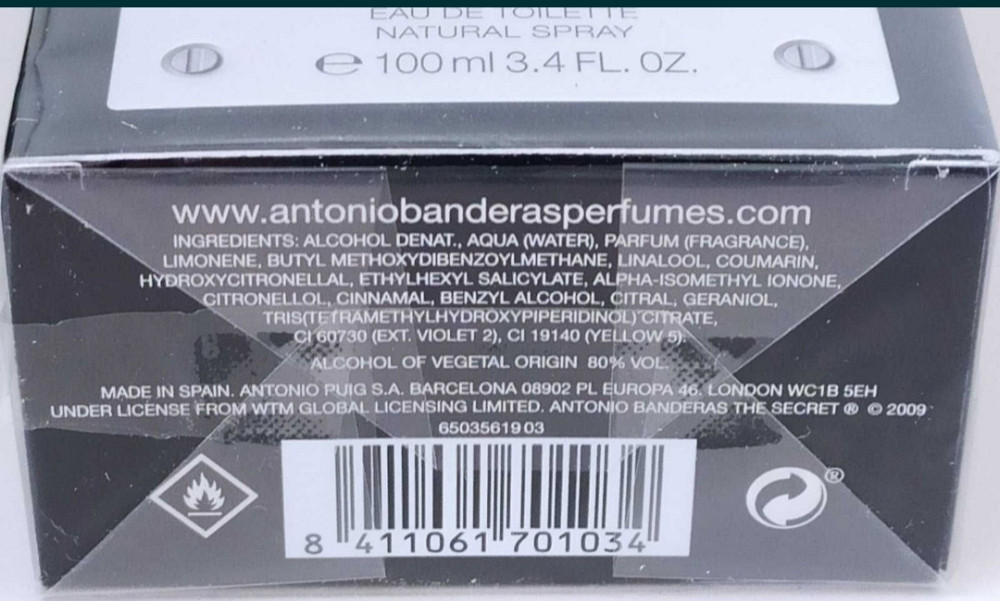 Парфюмерия: Antonio Banderas The Secret edt 100ml. Оригинал ! Киев - изображение 2