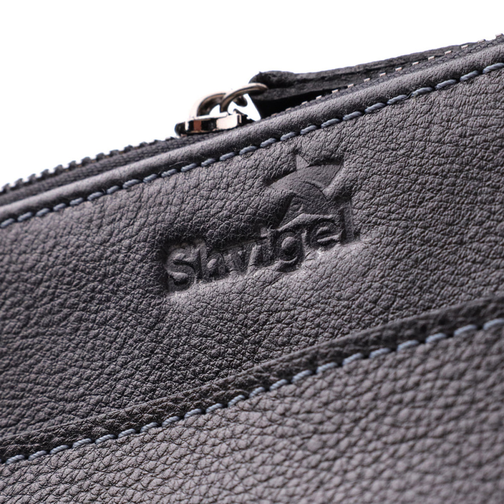 Стильная мужская сумка через плечо из мелкозернистой натуральной кожи Черный (SHVIGEL) Киев - изображение 10