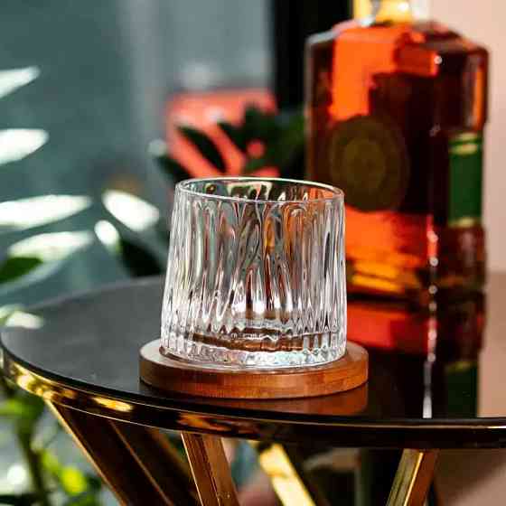 Склянка для віскі Dof 300 мл Jiga Rotating Rocks glass з бамбуковою підставкою HP1601 Коломыя