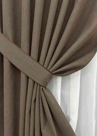 Премиум шторная ткань blackout 100%, двусторонняя, коллекция «ASHEN NIGHT» цвет коричневый 1854ш Киев