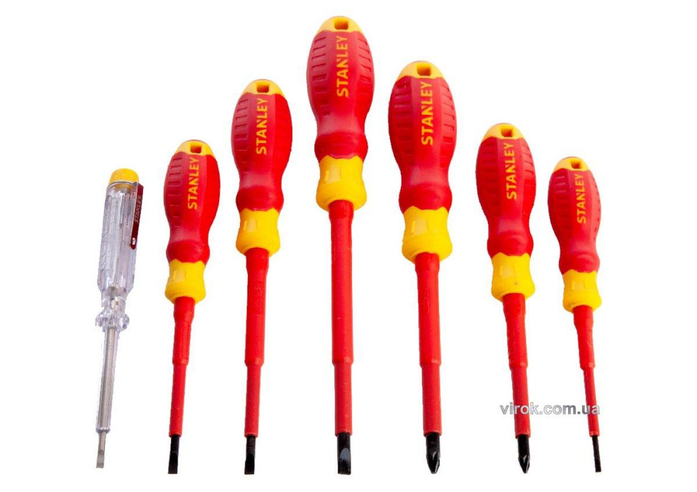 Набір викруток діелектричних STANLEY : індикатор, SL, PZ, VDE до 1000 В, 7 шт Одеса - фото 1