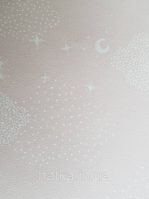 Шпалери флізелінові дитячі Lutece Tartine et Chocolat небо хмари хмари зорі місяць білі на рожевому Київ - фото 2