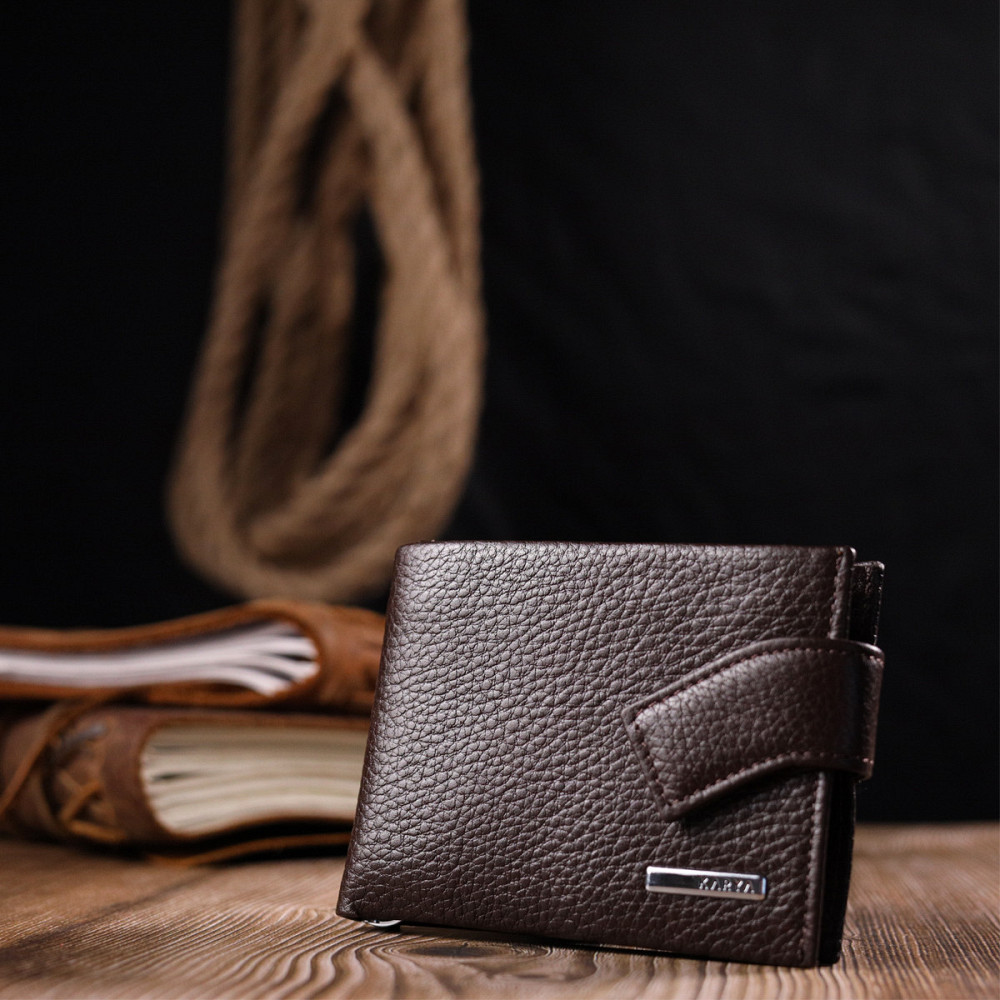 Практичный мужской зажим из натуральной кожи KARYA 21045 Коричневый Киев - изображение 10