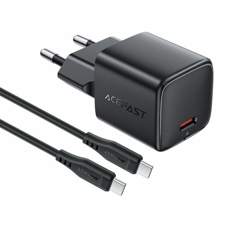 Мережевий зарядний пристрій з кабелем ACEFAST A117 PD20W mini GaN fast charger set(P16),black Black Одеса - фото 2
