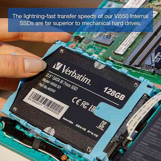 SSD Verbatim VI500 S3 чорний 512 GB 2.5" SATA внутрішній, 560 MB/s, 3D NAND, для ноутбуків/ПК, внутрішній накопичувач Київ