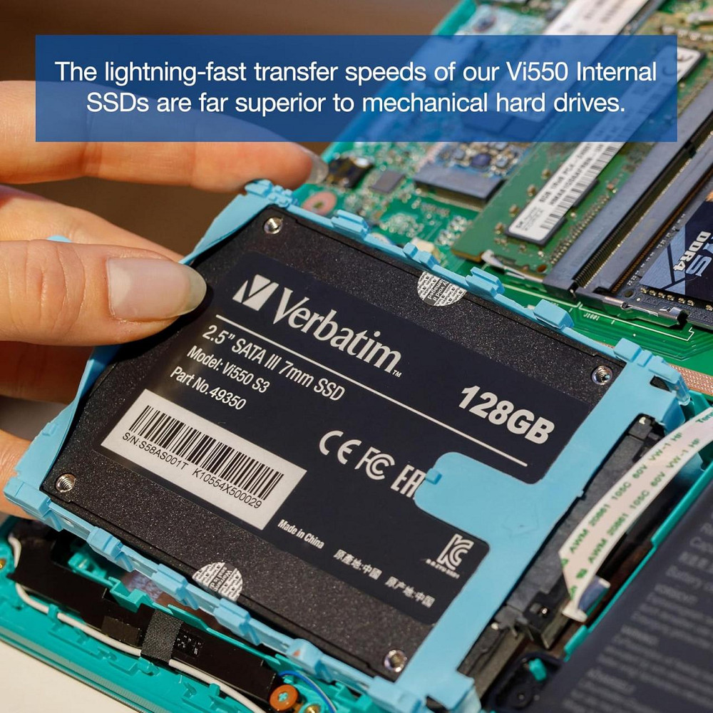 SSD Verbatim VI500 S3 чорний 512 GB 2.5" SATA внутрішній, 560 MB/s, 3D NAND, для ноутбуків/ПК, внутрішній накопичувач Київ - фото 5