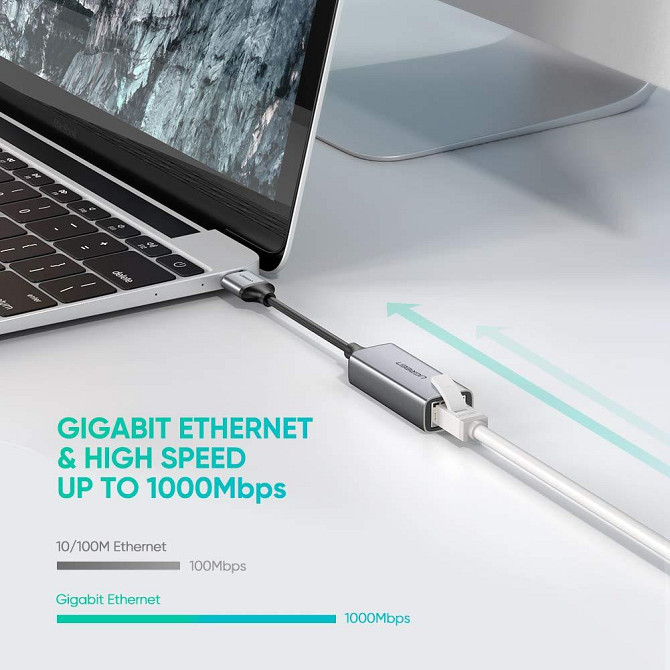 Зовнішня мережева карта / Мережевий адаптер USB 3.0 Gigabit Ethernet LAN RJ45 Ugreen 50922 (10/100/1000Mbps) Николаев - изображение 3