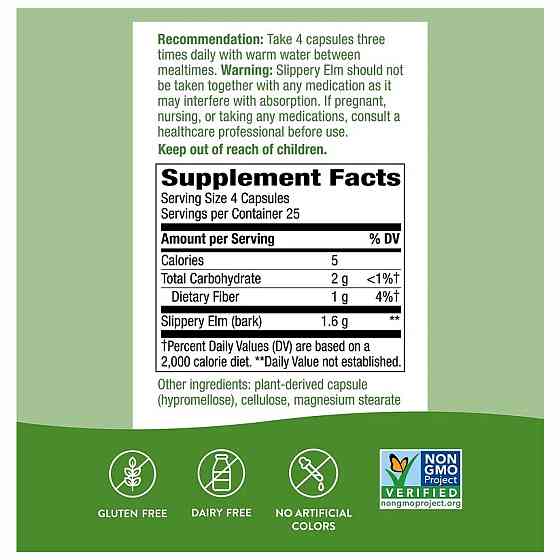 Slippery Elm Bark - 100 vcaps Луцьк