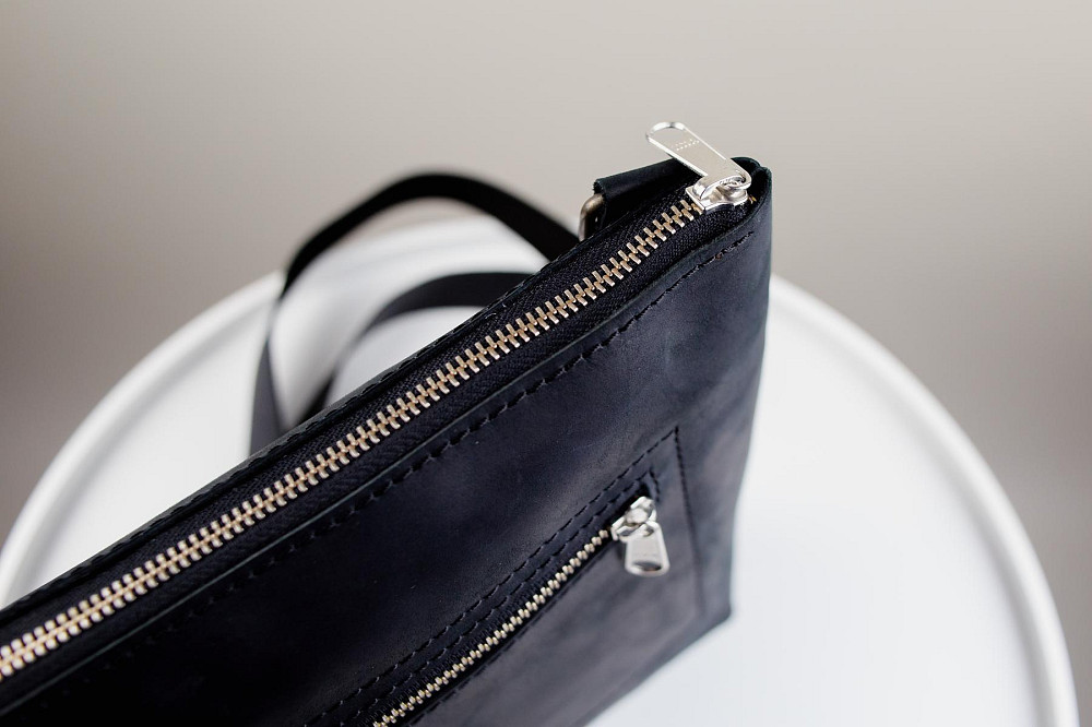 Сумка-мессенджер из натуральной кожи Crazy Horse, через плечо (Черный) Сумы - изображение 5