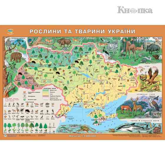Рослини та тварини України, м 1:3 000 000 картон/лам, шт Киев
