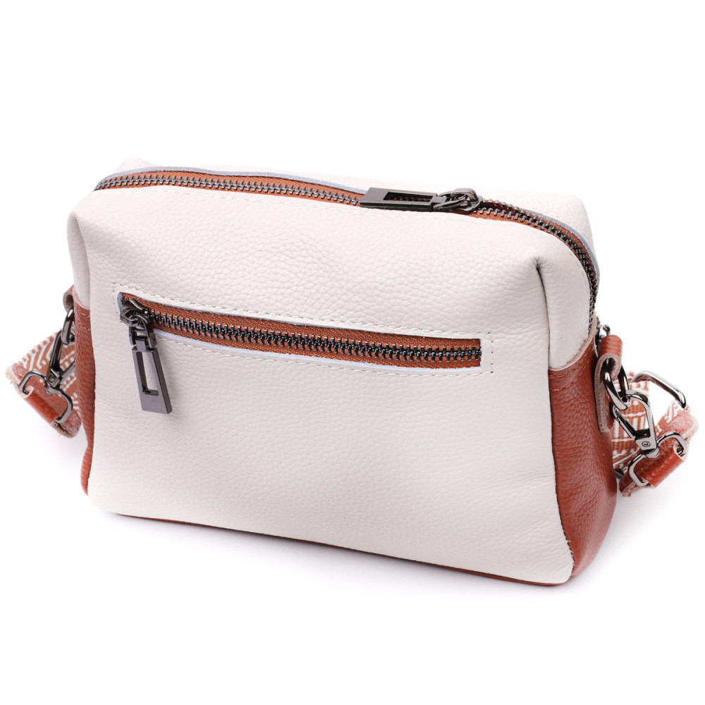 Зручна сумка для жінок на кожен день з натуральної шкіри Vintage 22589 Біла Київ - фото 2